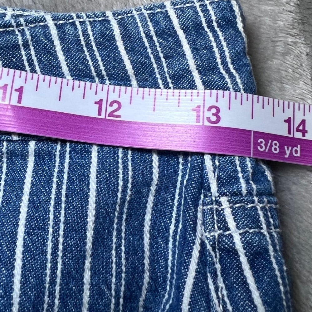 Dickies Girls Womens Size 1/25 Button Fly Mini Skirt Blue White Stripe Denim Y2K - Picture 8 of 13